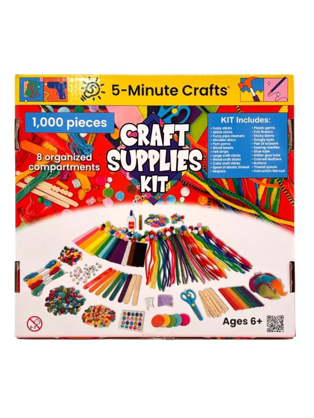 5-Minute Crafts1000-Piece Craft Supplies Kit 8 Organized Compartments Ages 6+ - Picture 2 of 15